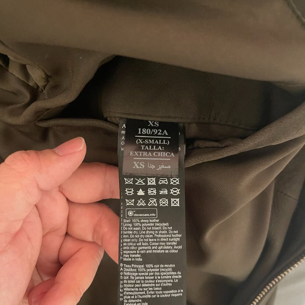 All Saints Cora Suede Leather jacket XS dark olive NWT MSRP $600 - Picture 7 of 11